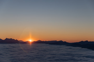 Sunset over sea of fog