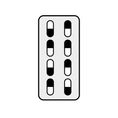 Capsules in blister on white background