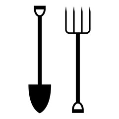 Garden fork and shovel