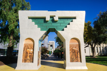 Arch of Dignity, Equality and Justice on the grounds of San Jose State University, San Francisco bay area, California