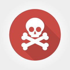 Crossbones / death skull, danger or poison flat icon for apps and websites