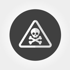 Skull and bones logo warning attention icon. Poison symbol.