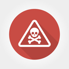 Skull and bones logo warning attention icon. Poison symbol.
