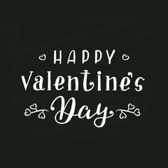 Obraz premium Hand Drawn Lettering Happy Valentines Day written on a Black Chalkboard Temlate. Chalk Vector Illustration Quote. Handwritten Inscription Phrase for Design, Sale, Banner, Badge, Emblem, Logo.