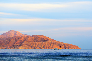 Fototapeta na wymiar Red sea and Tiran island near Sharm El Sheikh in Egypt