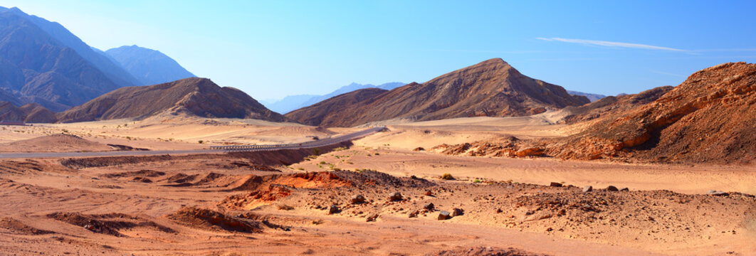 Panorama of mountains in Sinai desert, Egypt