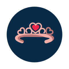 Flat Diadema with heart on white background icon