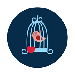 Flat Bird and love cage on white background icon
