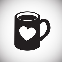 Mug with heart on white background icon