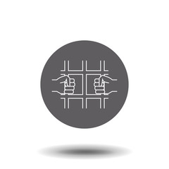 Jail icon in thin outline style. Law guilty criminal behind bars