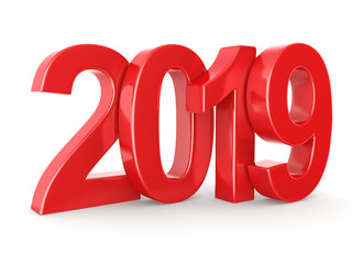 3D rendering 2019 New Year red digits