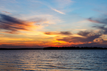 Sunset on a lake in Oklahoma.