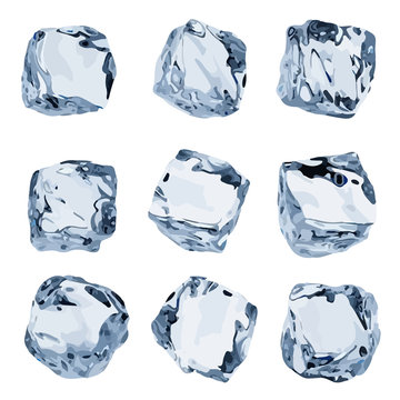 Ice cubes, vector set