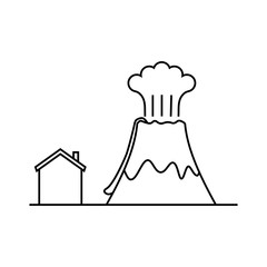 Volcano line icon, outline vector sign, linear style pictogram isolated on white. Symbol, logo illustration.