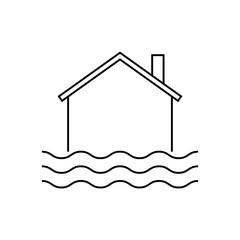 Flooding House vector outline icon isolated on white background, high quality linear Flooding House transparency concept can be used web and mobile