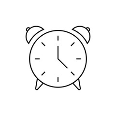 Alarm clock linear icon. Thin line illustration. Contour symbol. Vector isolated outline drawing
