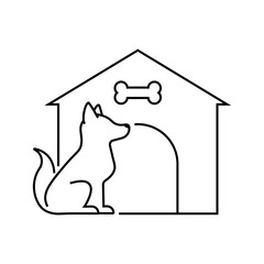Dog house outline icon. linear style sign for mobile concept and web design. Kennel simple line vector icon. Symbol, logo illustration.