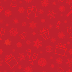 Naklejka na ściany i meble Christmas icon seamless pattern Winter Holiday snow background