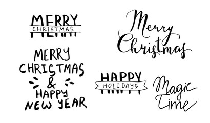 Set of Christmas lettering handwritten