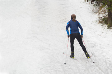 young woman on the ski