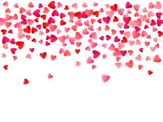Red flying hearts bright love passion vector background.