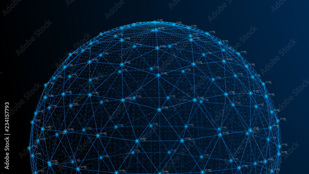 Poster Global network concept. Technology background. Internet connection. Science. 4k rendering.
