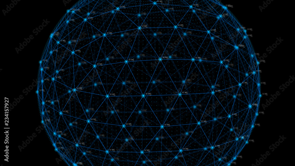 Poster Global network concept. Technology background. Internet connection. Science. 4k rendering.