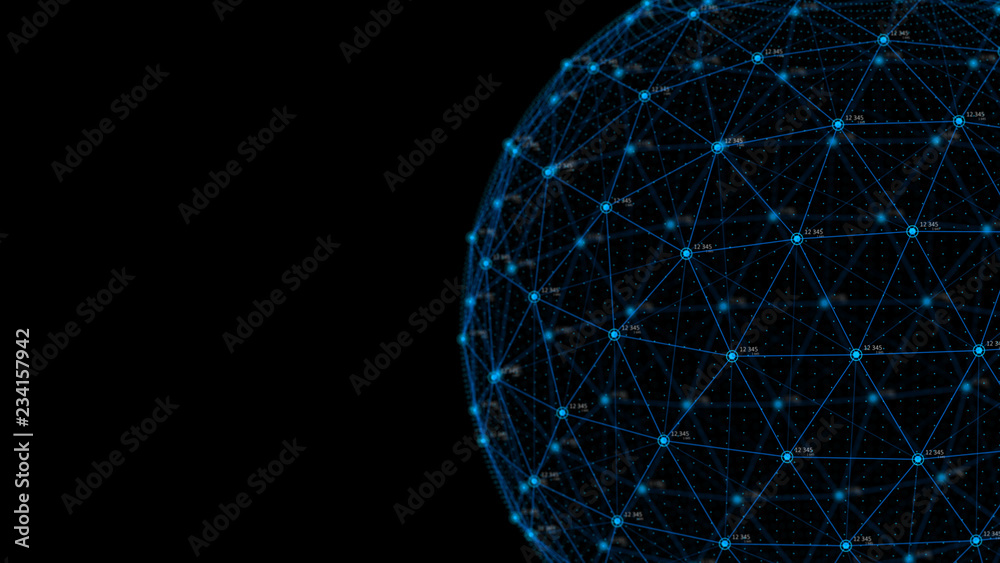 Poster Global network concept. Technology background. Internet connection. Science. 4k rendering.