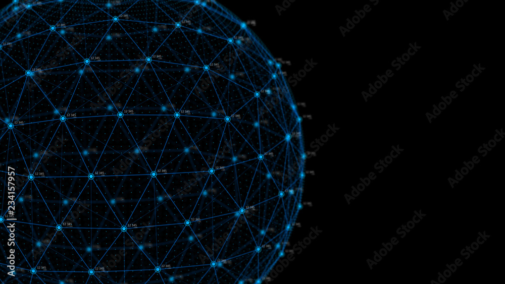 Poster Global network concept. Technology background. Internet connection. Science. 4k rendering.