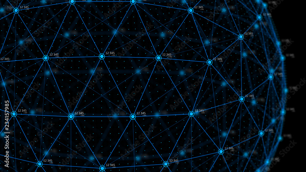 Poster Global network concept. Technology background. Internet connection. Science. 4k rendering.