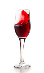 Wine card template. Set of goblet with red wine splashes