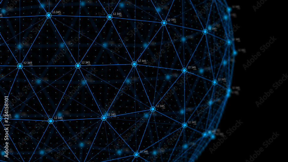 Poster Global network concept. Technology background. Internet connection. Science. 4k rendering.