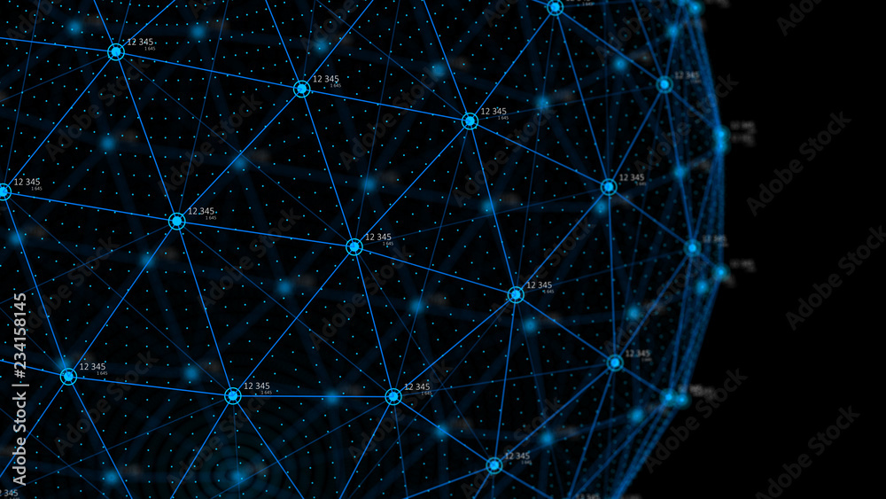 Poster Global network concept. Technology background. Internet connection. Science. 4k rendering.