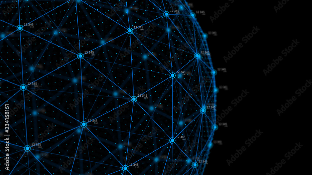 Poster Global network concept. Technology background. Internet connection. Science. 4k rendering.