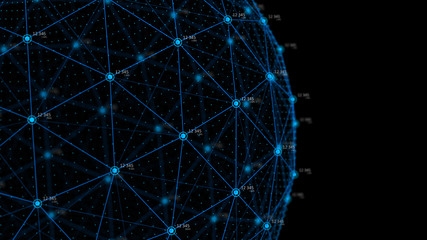 Global network concept. Technology background. Internet connection. Science. 4k rendering.