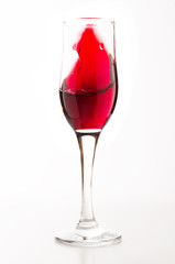 Wine card template. Set of goblet with red wine splashes