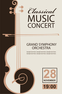 classical music concert poster with violin image