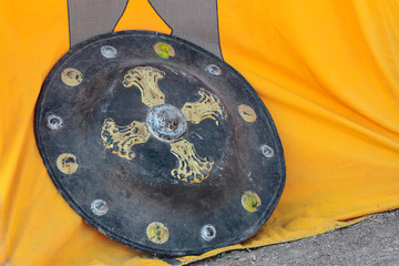 shield on a medieval military camp