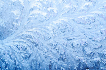 Frost texture on a window in winter