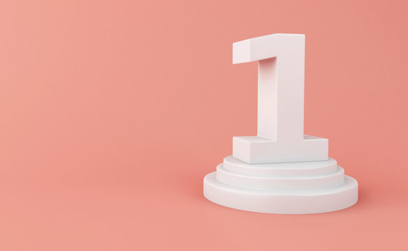 3d White number 1.
