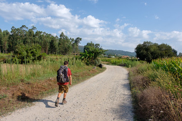 Pilger auf dem Jakobsweg (von Porto nach Santiago de Compostela)