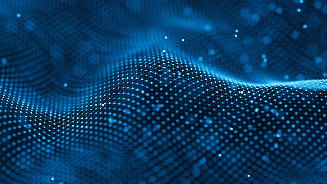 Data technology background. Abstract background. Connecting dots and lines on dark background. 3D rendering. 4k.
