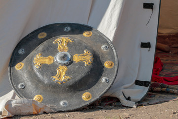 shield on a medieval military camp