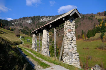 Fototapeta na wymiar Hayrack in Danje village in Slovenia