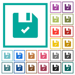 File ok flat color icons with quadrant frames