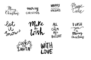 Fototapeta premium Set of Christmas lettering handwritten