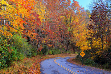 Autumn colors at Stone Mountain State Park, located in the Blue Ridge mountains near Roaring Gap, North Carolina