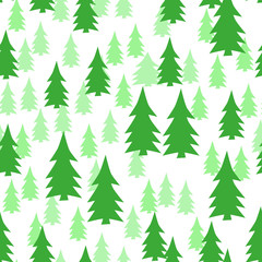 Christmas seamless pattern, flat design template, Xmas trees, vector illustration