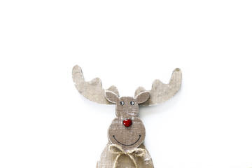 Christmas card with deer on white background.