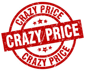 crazy price round red grunge stamp